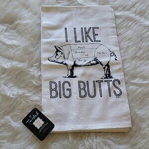 TWISTED WARES NeW "I Like Big‎ Butts" Butcher Meat Cut Image Novelty Tea Towel